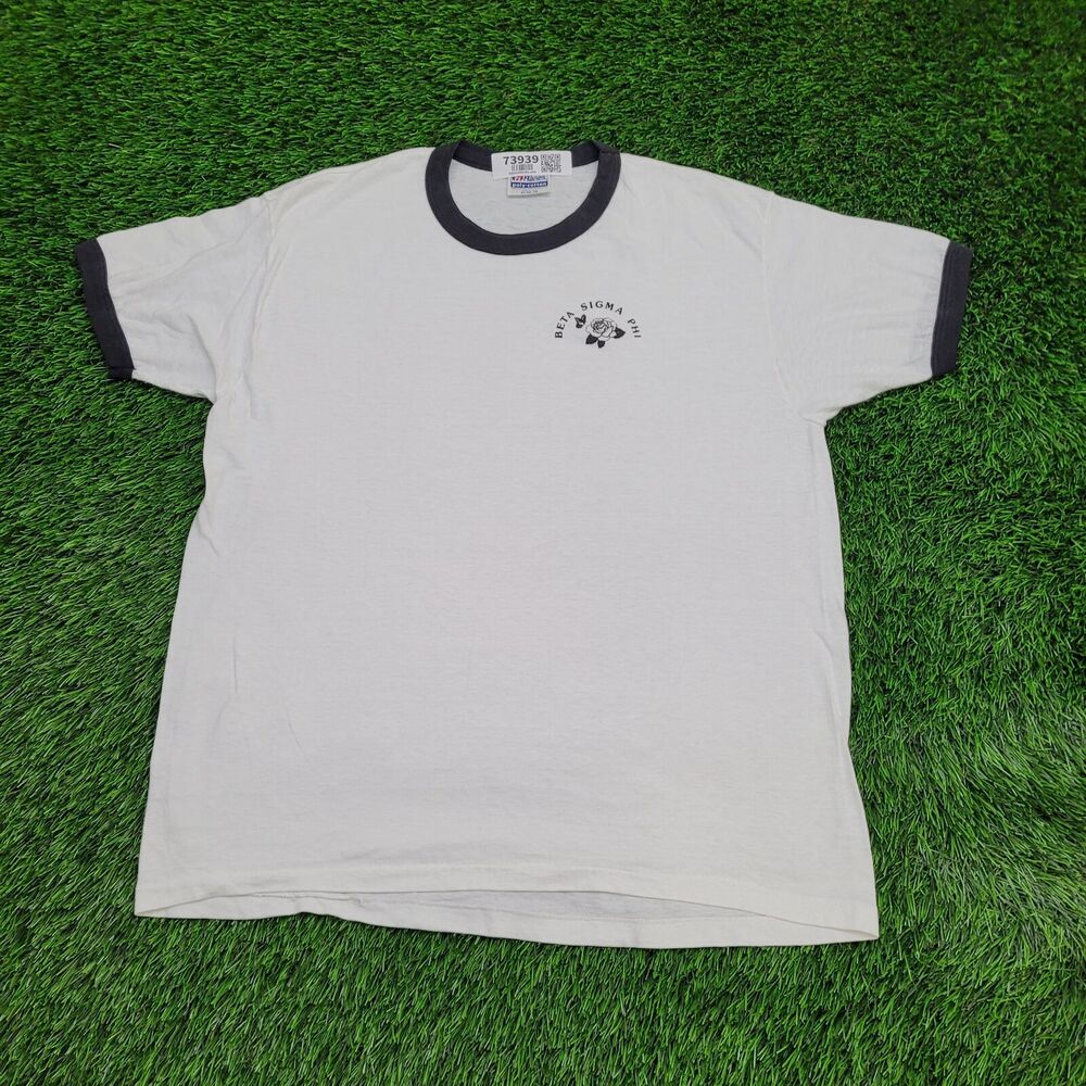 Vintage 80s Beta-Sigma-Phi Shirt Womens XL 21x27 White
